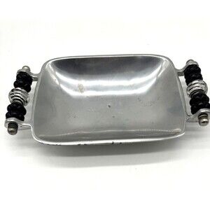 Wild Eye Design Serving Platter Tray Bowl Zebra Glass Beaded Handles